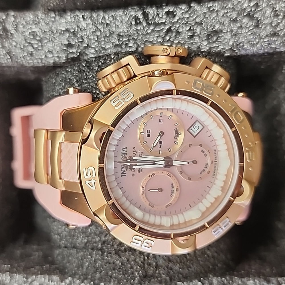 Invicta Gold and Pink Watch with Chronograph